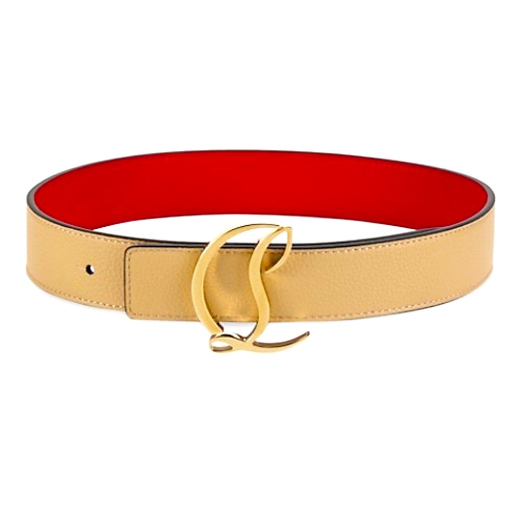 NWT Christian Louboutin CL Monogram Buckle Belt color gold, 80/32”